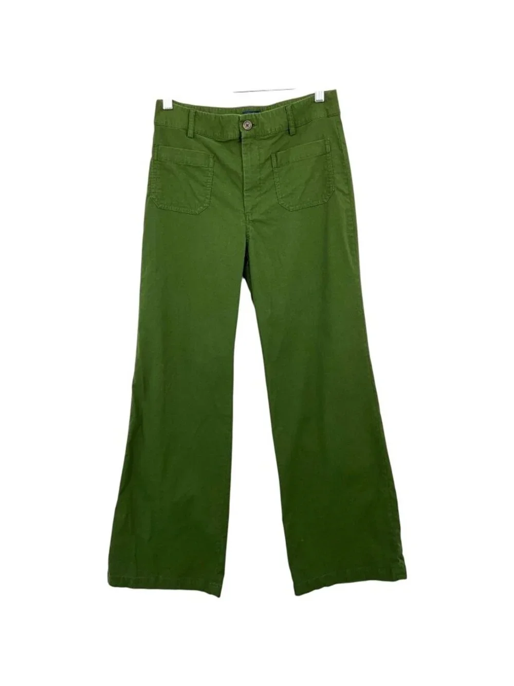 J.Crew Lizzie Pants Womens 27 Green Wide Leg Patch Pocket Stretch Twill Casual